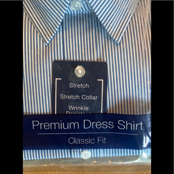 NWT George Long Sleeve Dress Blue Stripe Shirt 2XL - Picture 2 of 7
